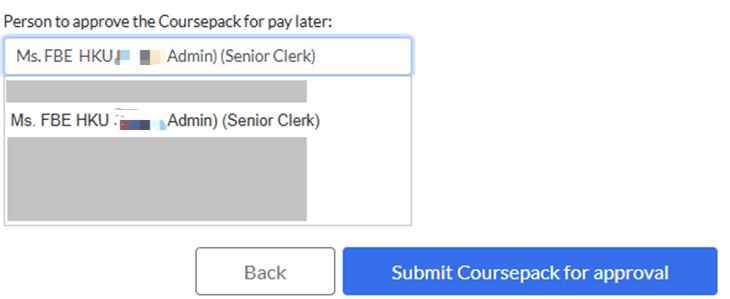 click submit coursepack for approval